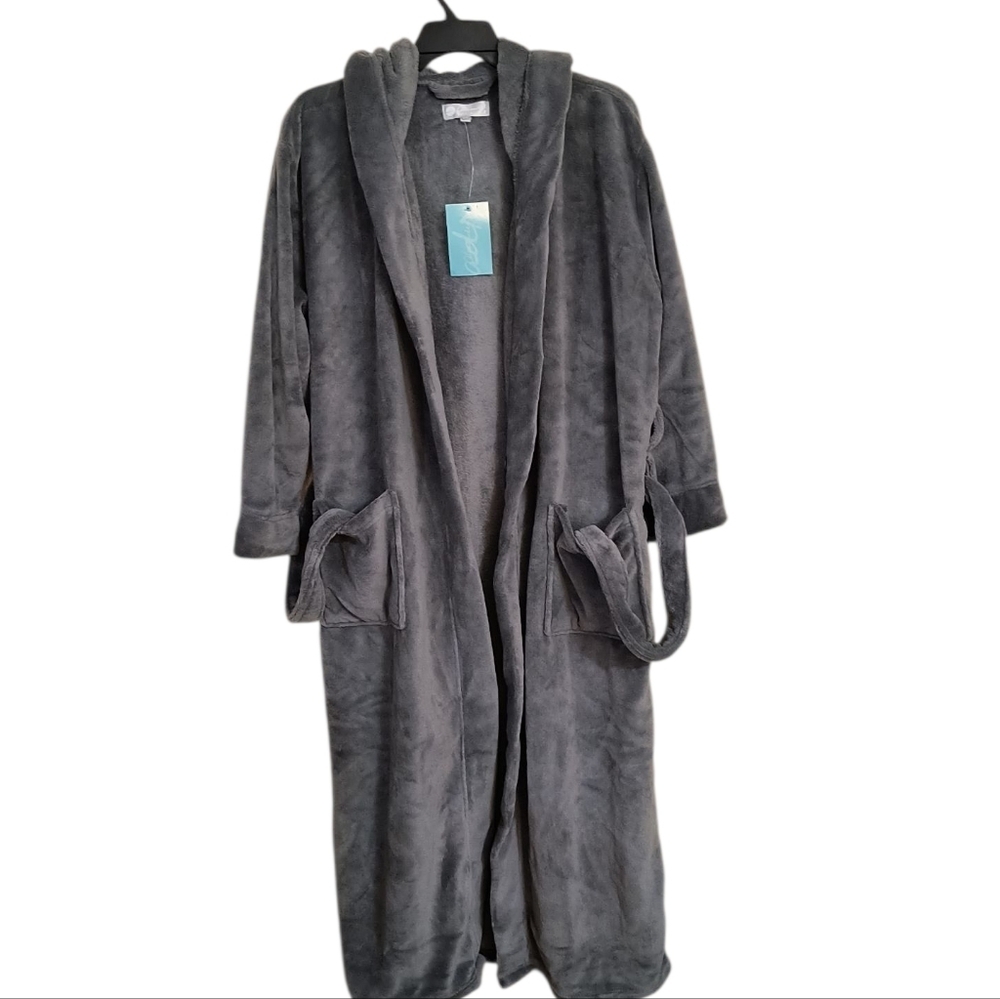NWT Alexander Del Rossa Steel Gray Hooded Robe Size S/M
